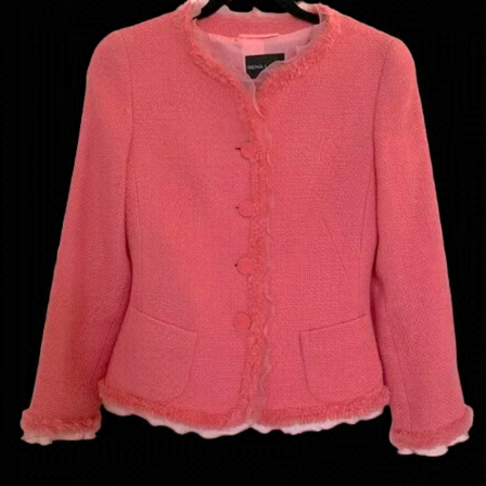 RENA LANGE coral tweed blazer